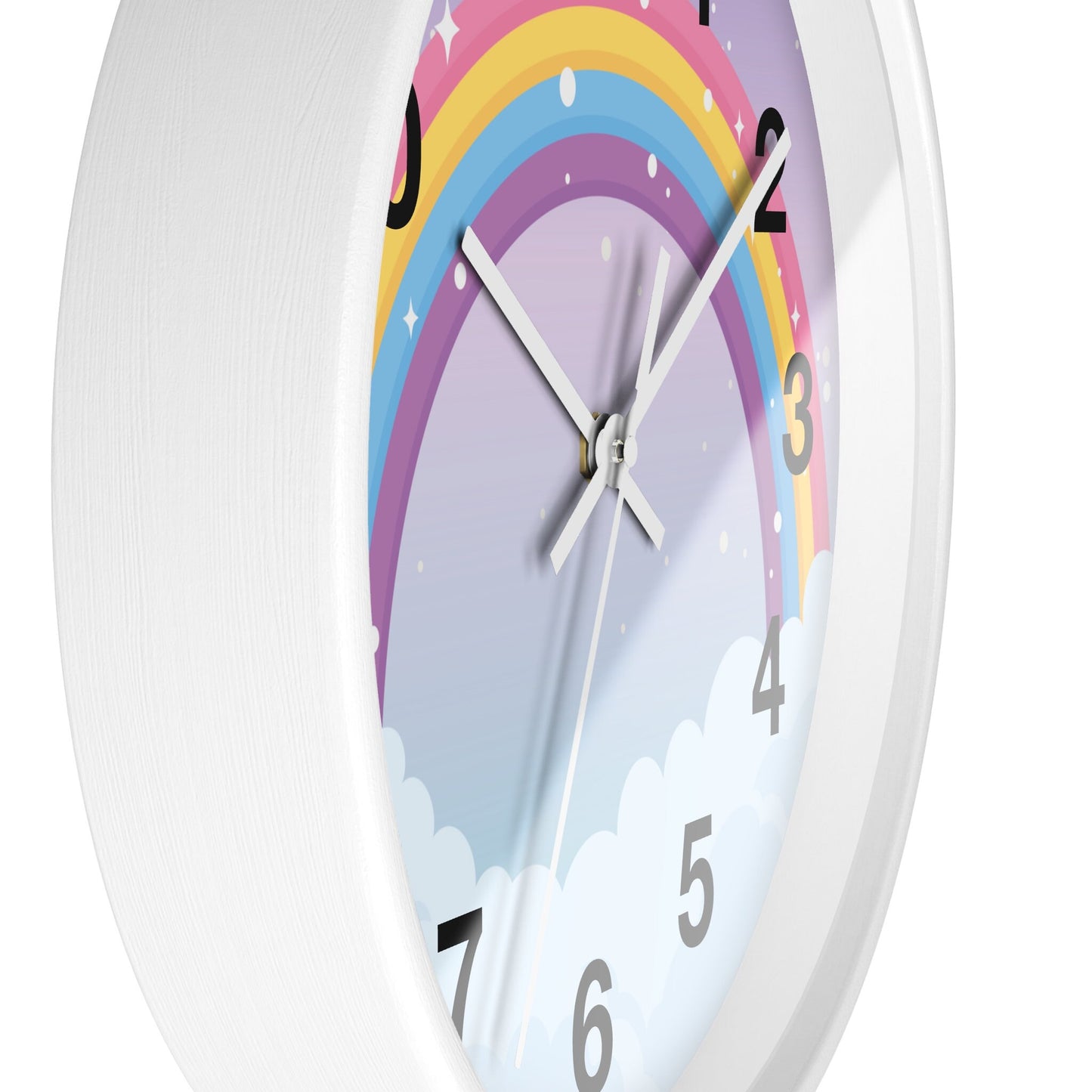 Girls Pastel Rainbow Silent Wood Wall Clock