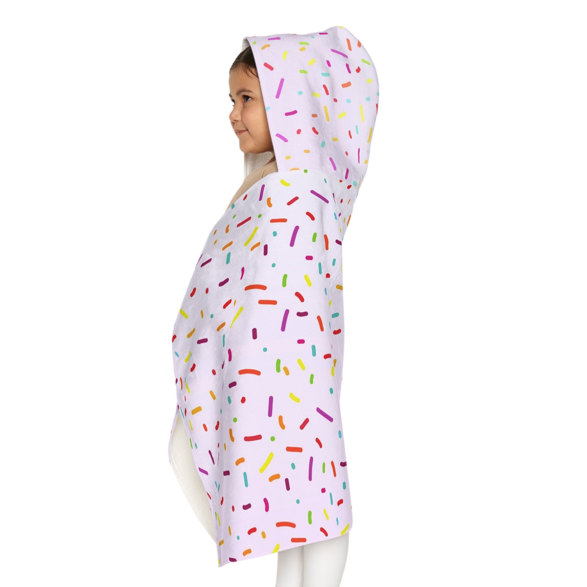 Girls Colorful Sprinkles Hooded Towel – Soft & Absorbent Bath & Beach Wrap