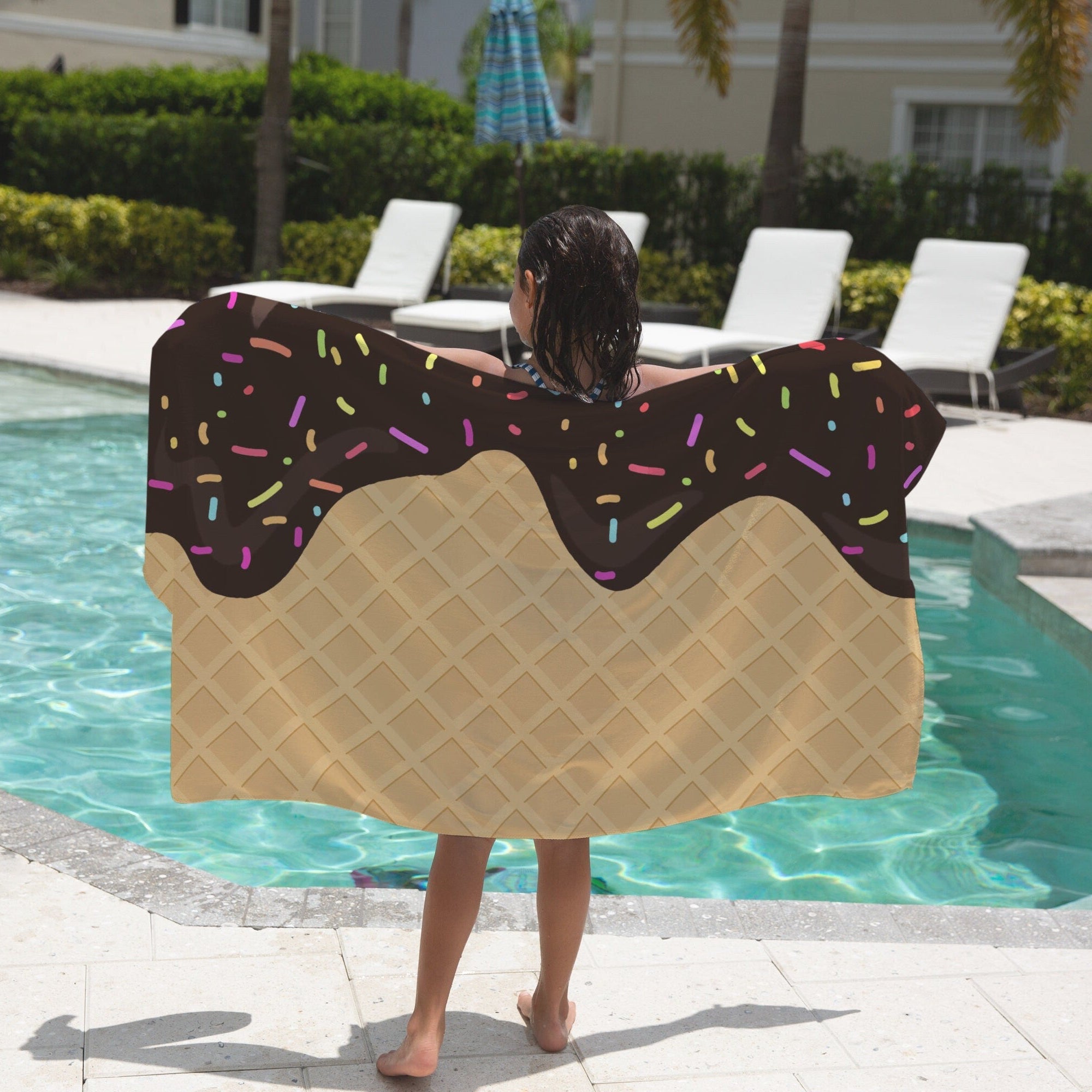 Kids Chocolate Ice Cream Cone Towel