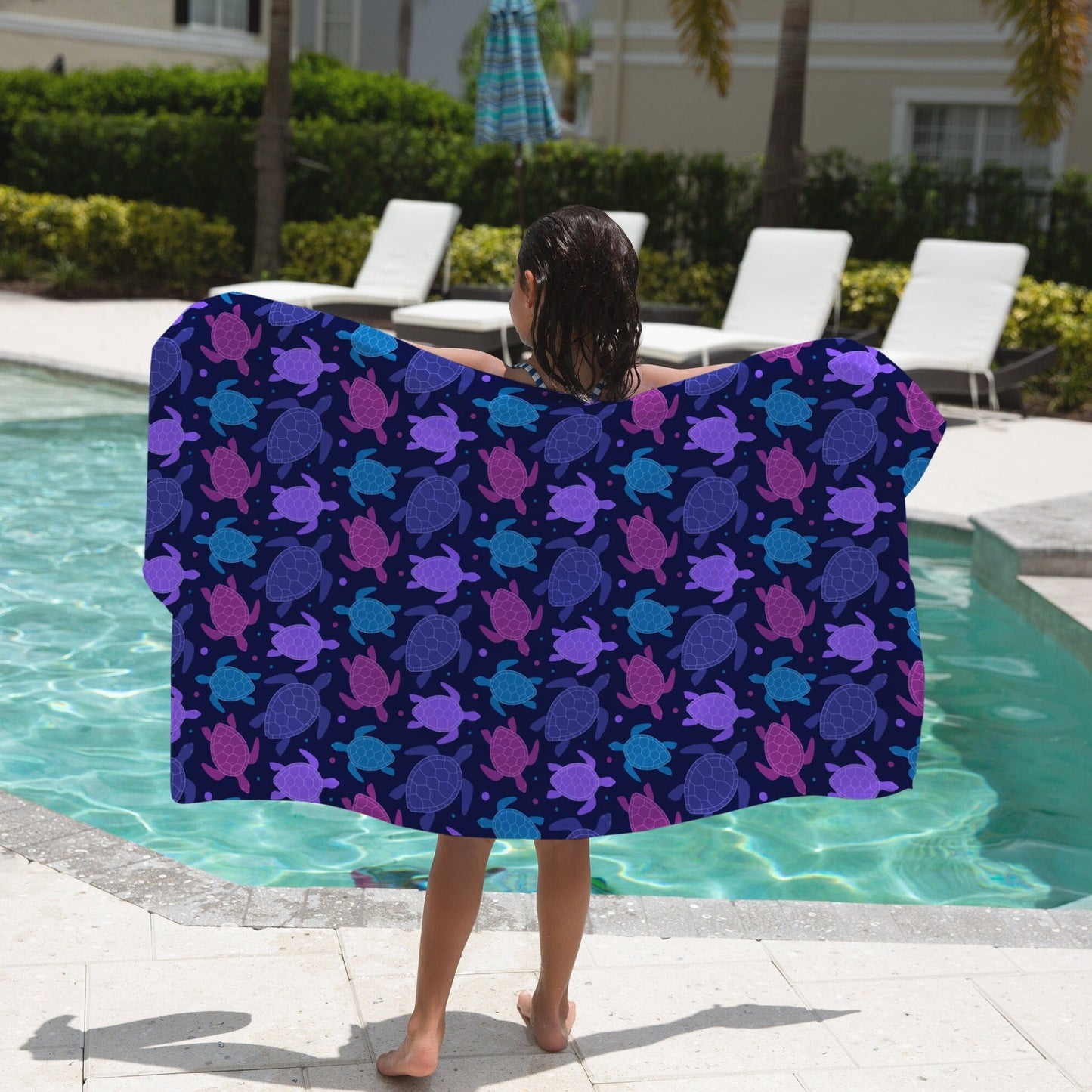 Kids Purple Sea Turtles Towel