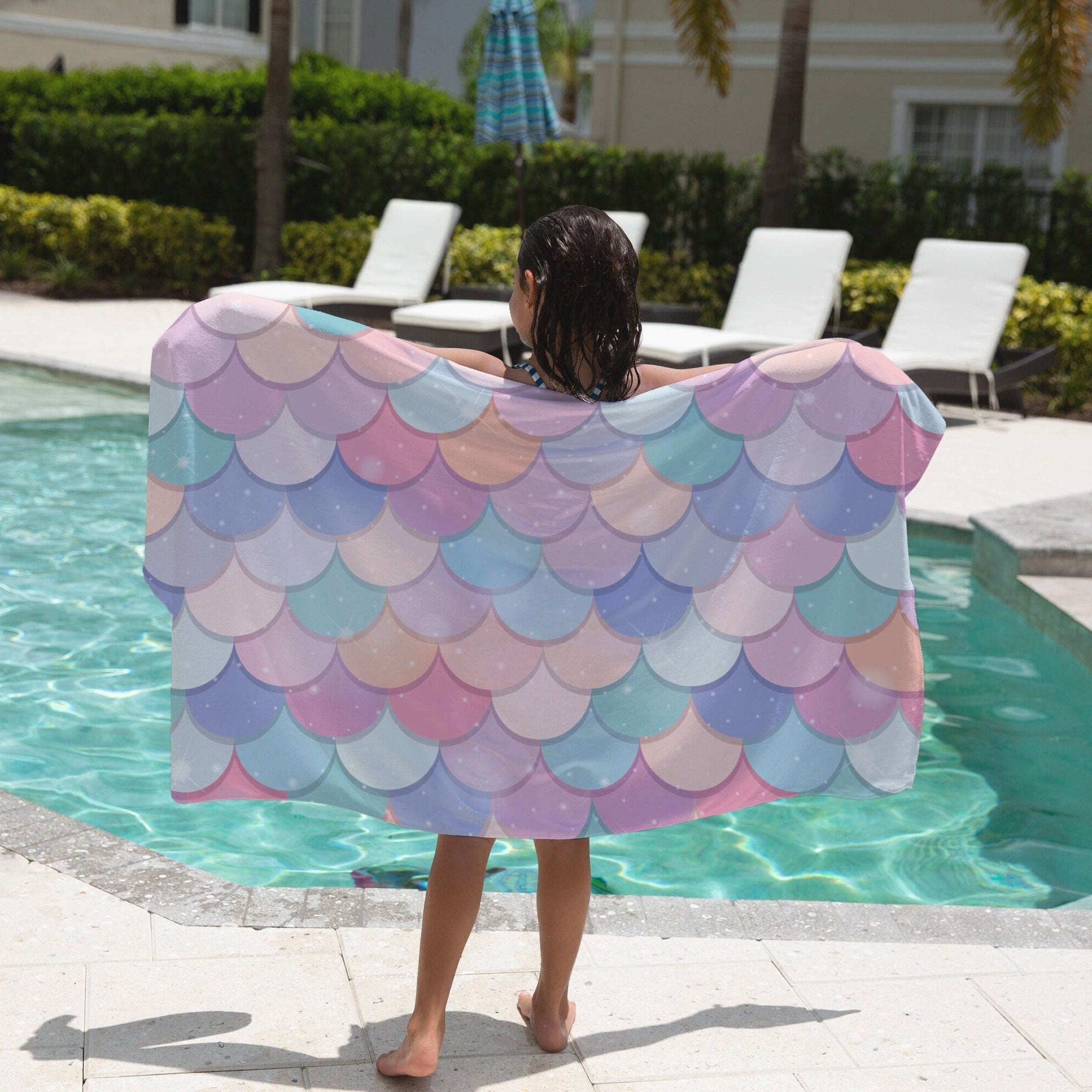 Girls Rainbow Mermaid Towel