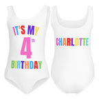 Personalized Girls It's My Birthday Buttery Soft Leotard With Custom Age & Name On Back - Quick Drying For Dance and Gymnastics