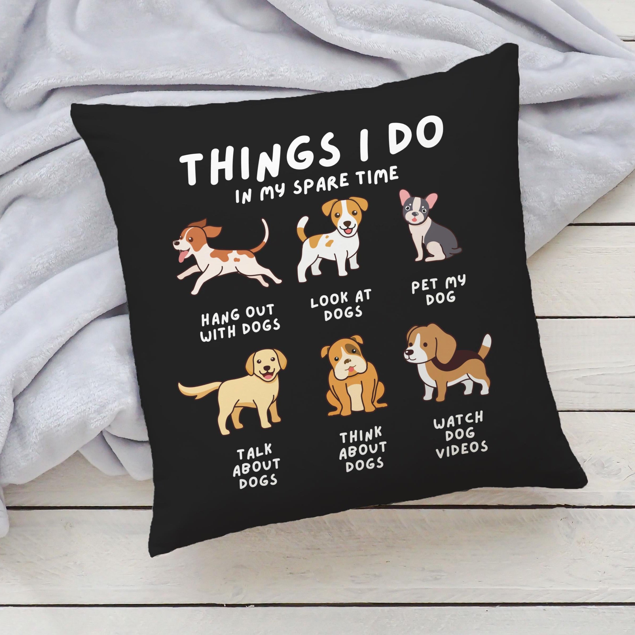 Kids 'Things I Do In My Spare Time' Dog Pillow