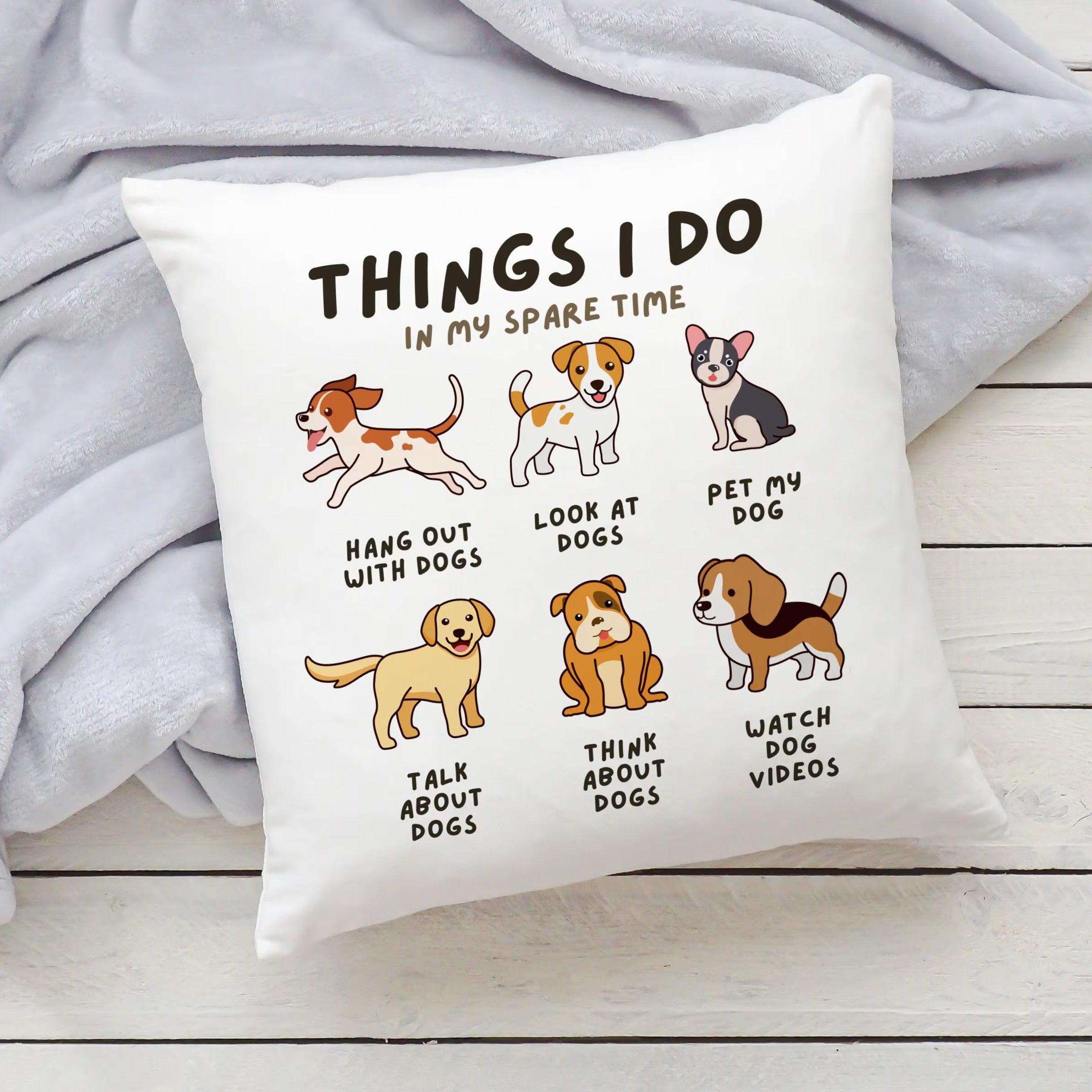 Kids 'Things I Do In My Spare Time' Dog Pillow