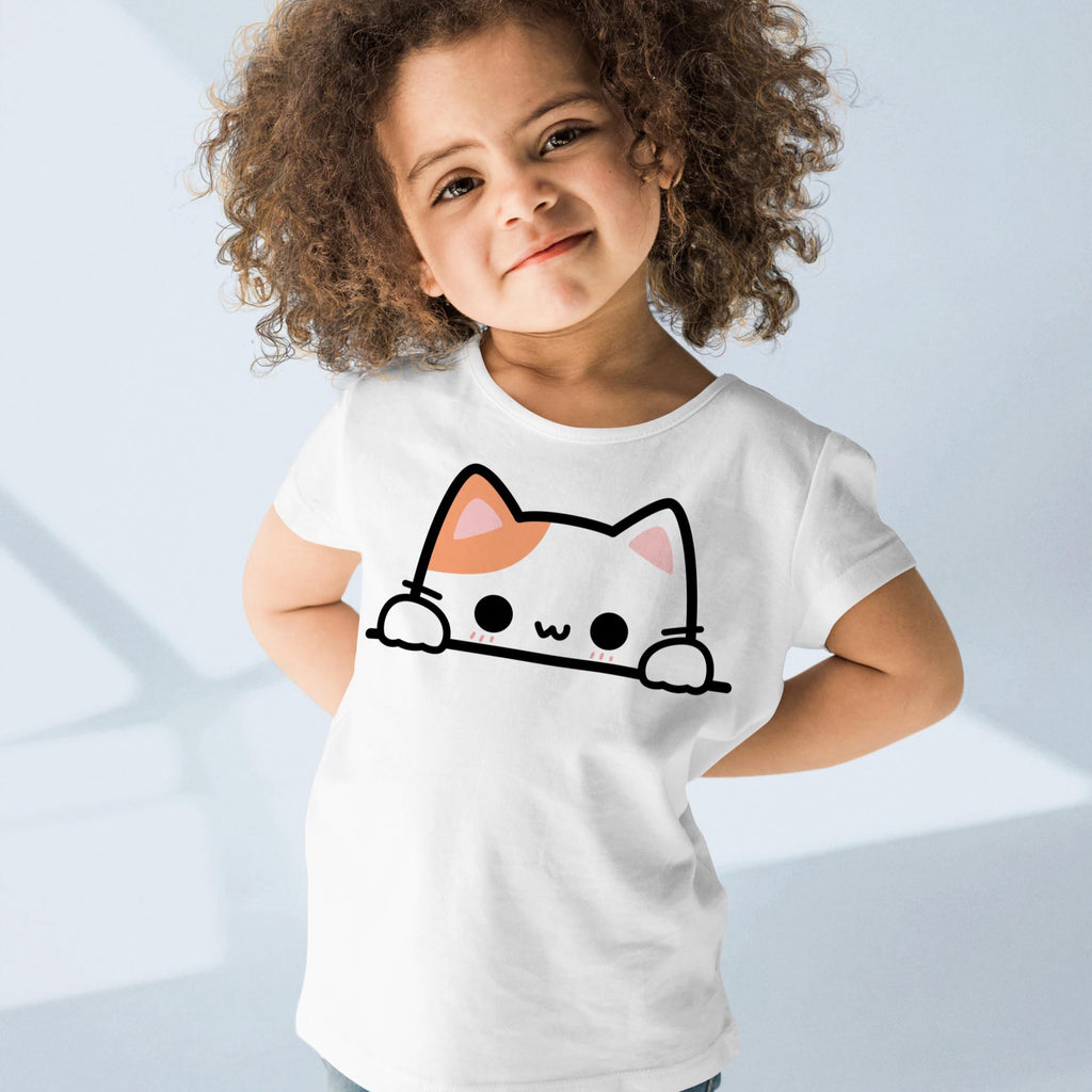 Kids Cute Peeking Cat T-Shirt