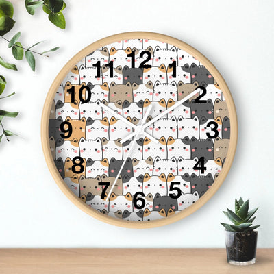 Kawaii Cat Silent Wood Wall Clock