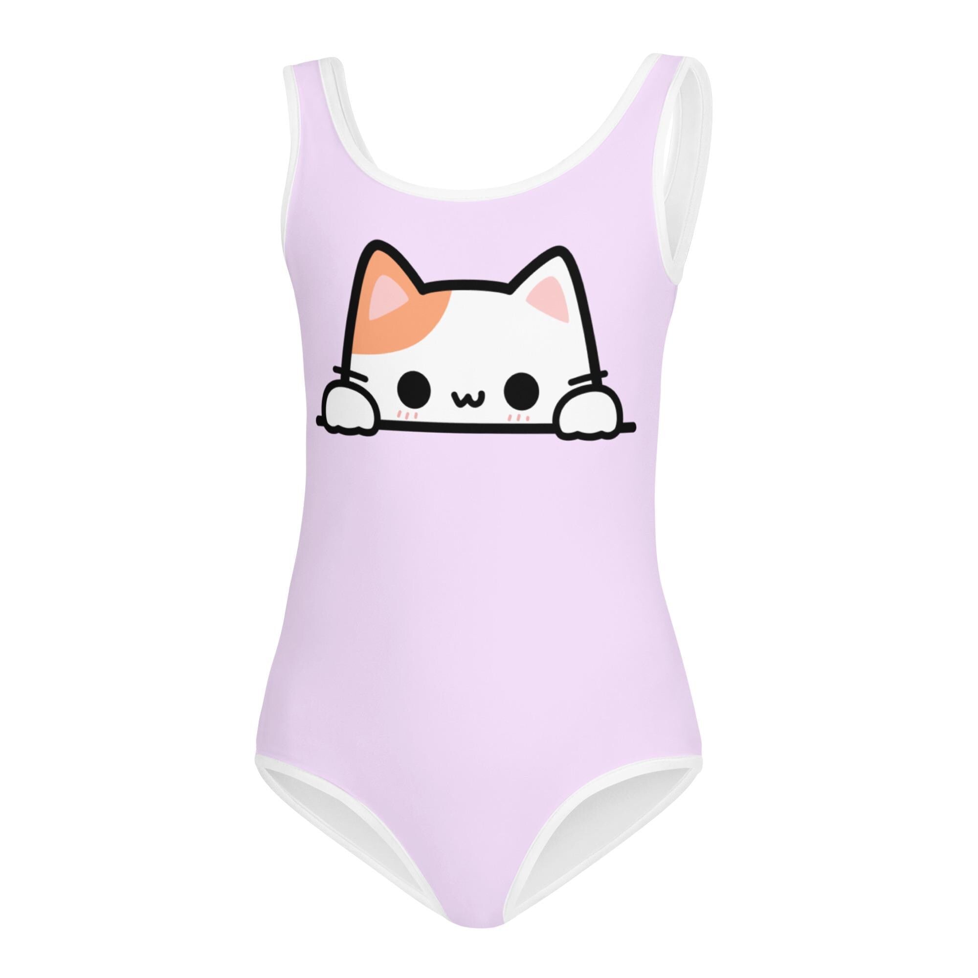 Girls Peeking Cat Buttery Soft Leotard - Quick Drying For Dance and Gymnastics
