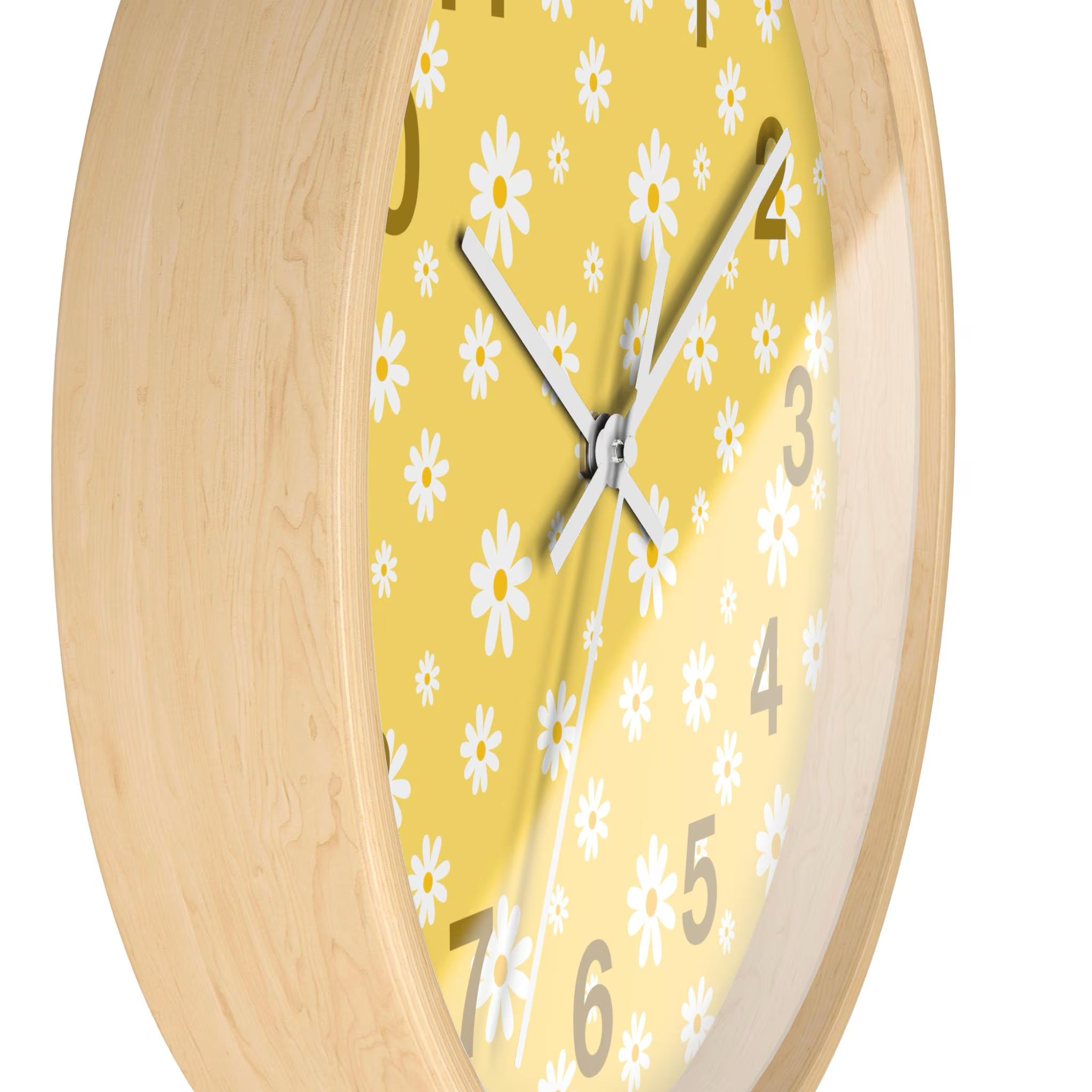 Yellow Daisy Silent Wood Wall Clock