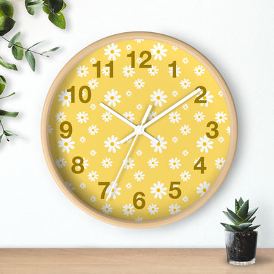 Yellow Daisy Silent Wood Wall Clock