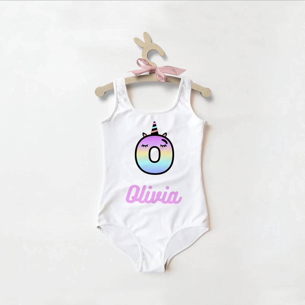 Custom Unicorn Initial Swimsuit for Girls