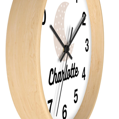 Kids Custom Name Moon Silent Wood Wall Clock