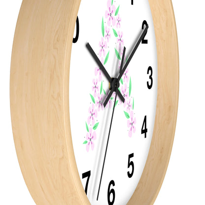Kids Initial Custom Floral Silent Wood Wall Clock