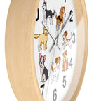 Kids Cartoon Dog Breeds Silent Wood Wall Clock