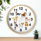 Kids Cartoon Dog Breeds Silent Wood Wall Clock