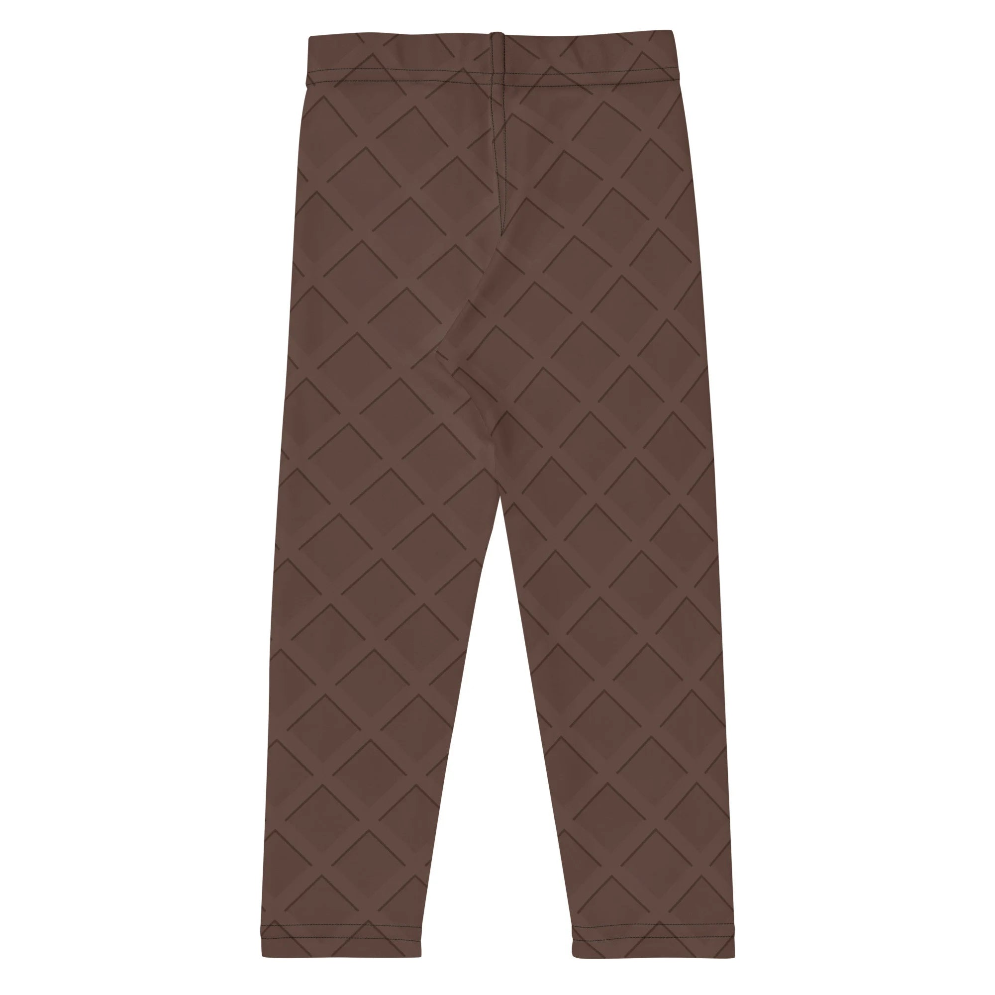Kids chocolate waffle cone buttery soft brown leggings with quilted diamond pattern for comfortable wear