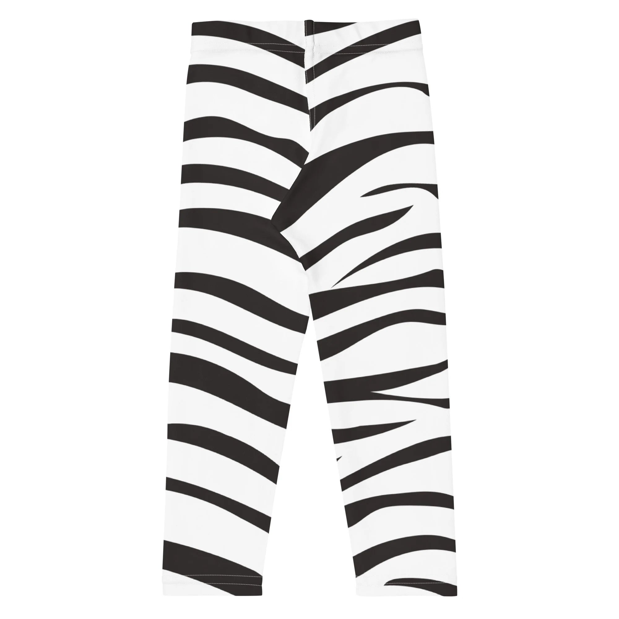 Kids striped zebra buttery soft leggings in black and white zebra print with stretchy form-fitting design