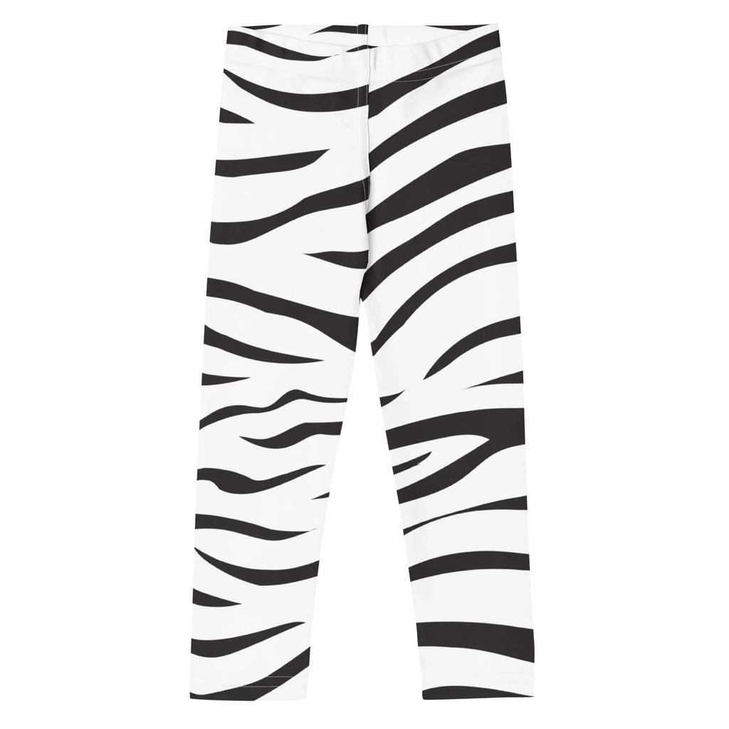 Kids striped zebra buttery soft leggings with black and white zebra stripes made of soft fabric for comfortable wear