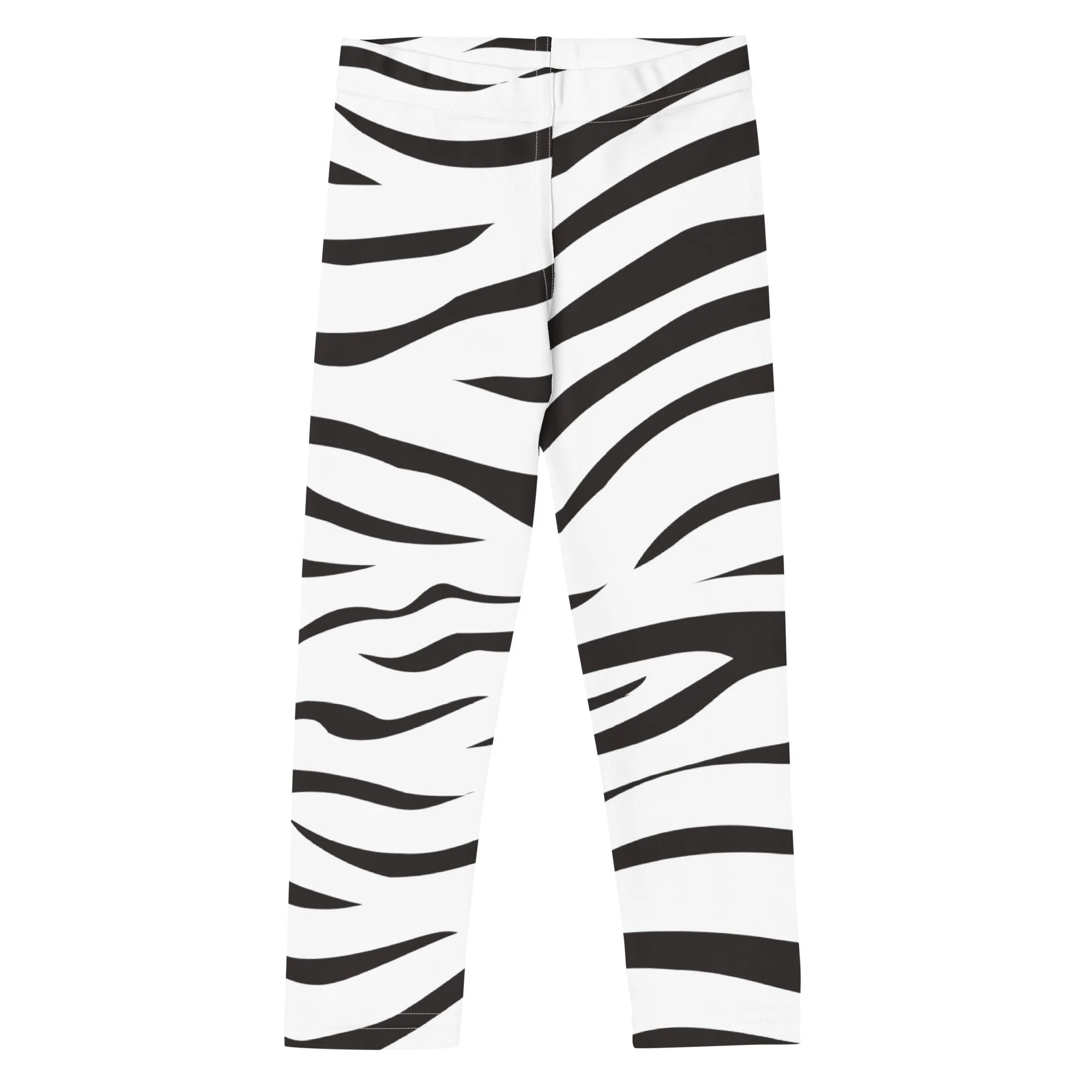 Kids striped zebra buttery soft leggings with black and white zebra stripes made of soft fabric for comfortable wear