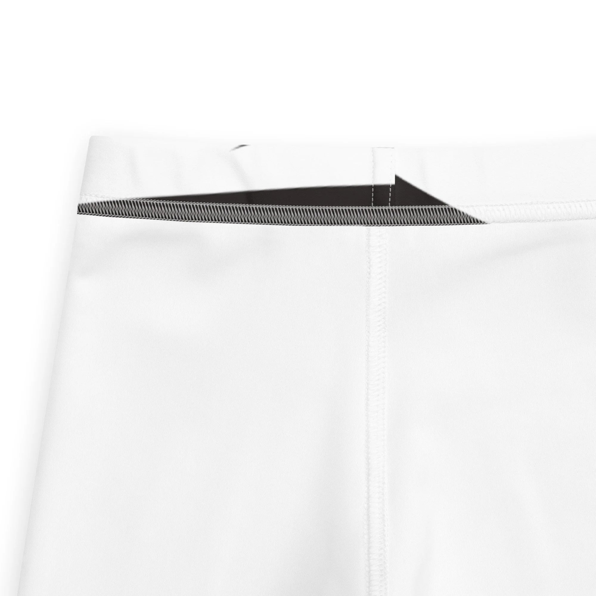 Kids striped zebra buttery soft leggings shown as white athletic shorts with black textured waistband trim