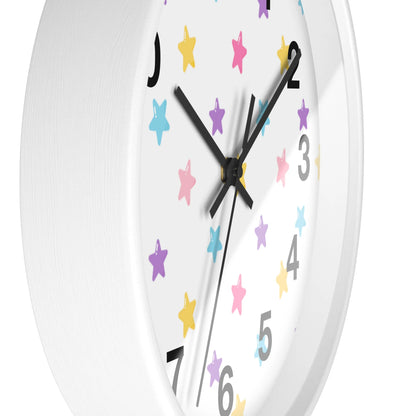 Kids Colorful Stars Silent Wood Wall Clock