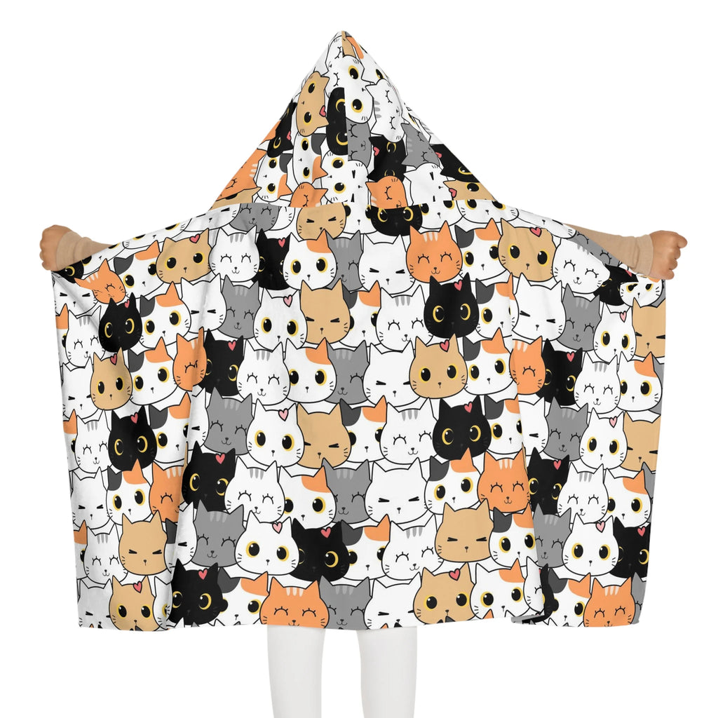 Girls cat hooded towel soft absorbent kids bath and beach wrap with cozy hooded blanket and colorful cartoon cats pattern