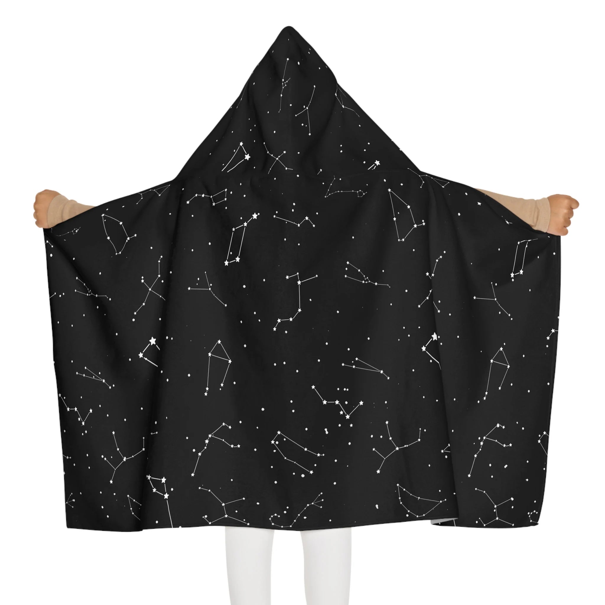 Kids realistic constellations hooded towel black star map design soft absorbent bath and beach wrap