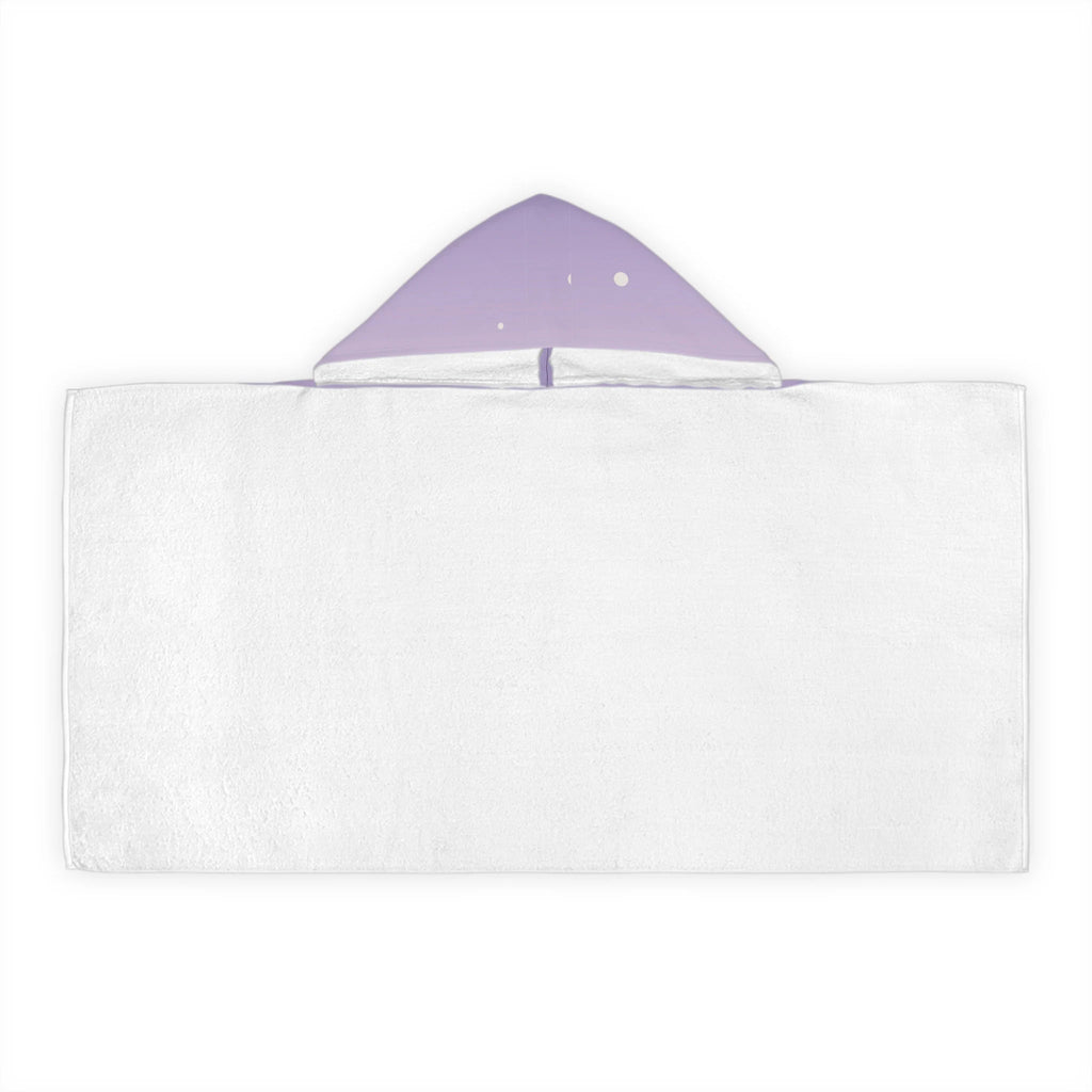 Girls pastel rainbow and clouds soft absorbent hooded towel with white body and lavender star patterned hood for bath and beach wrap