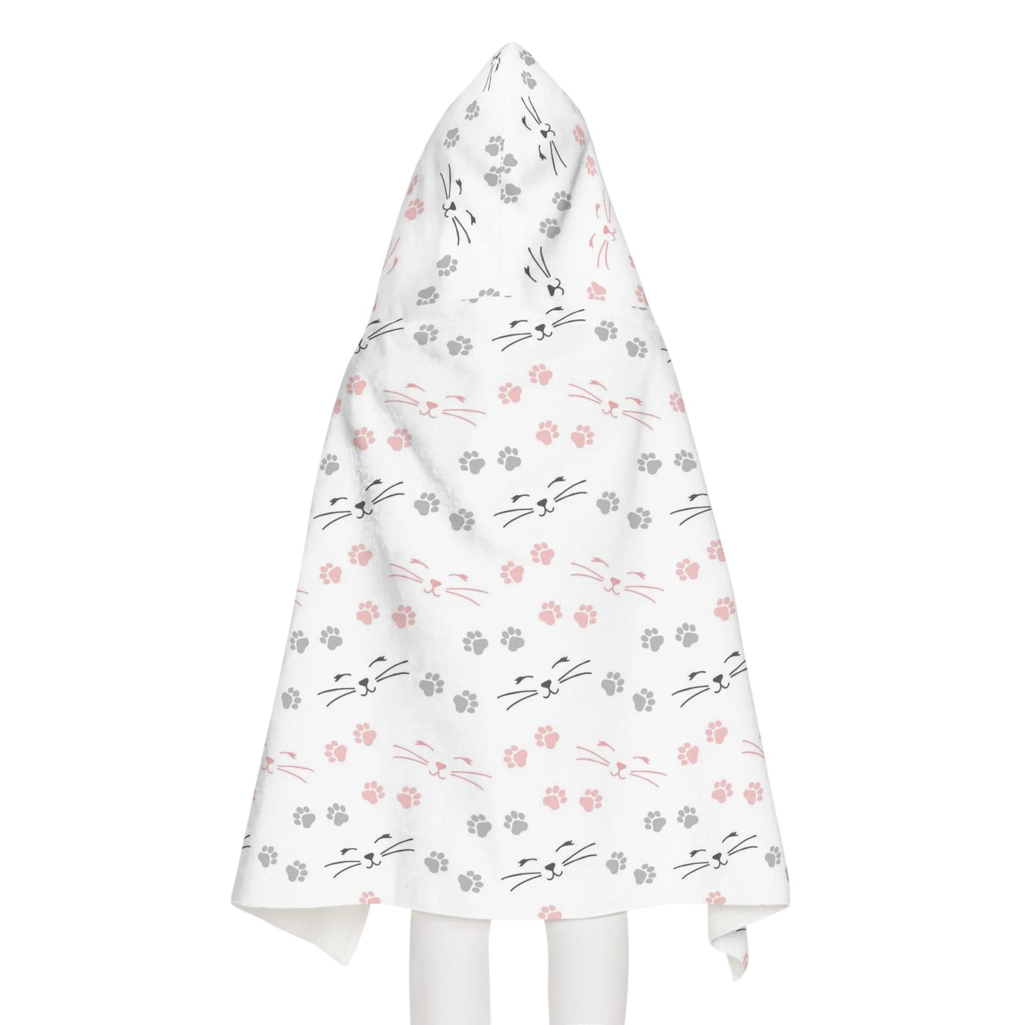 Girls Cat Paw Prints Hooded Towel – Soft & Absorbent Kids' Bath and Beach Wrap