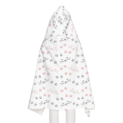Girls Cat Paw Prints Hooded Towel – Soft & Absorbent Kids' Bath and Beach Wrap
