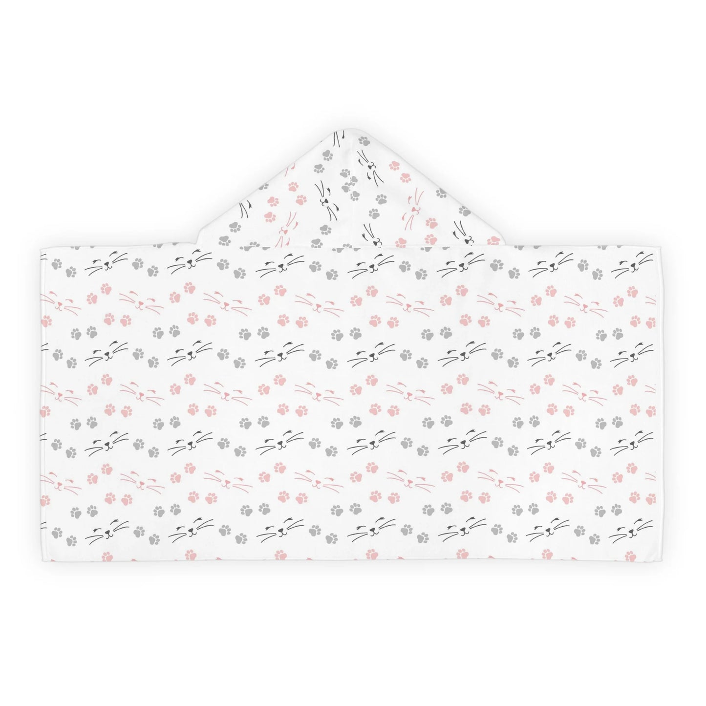 Girls Cat Paw Prints Hooded Towel – Soft & Absorbent Kids' Bath and Beach Wrap