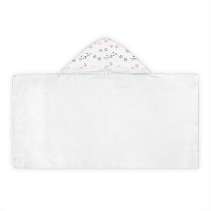 Girls Cat Paw Prints Hooded Towel – Soft & Absorbent Kids' Bath and Beach Wrap