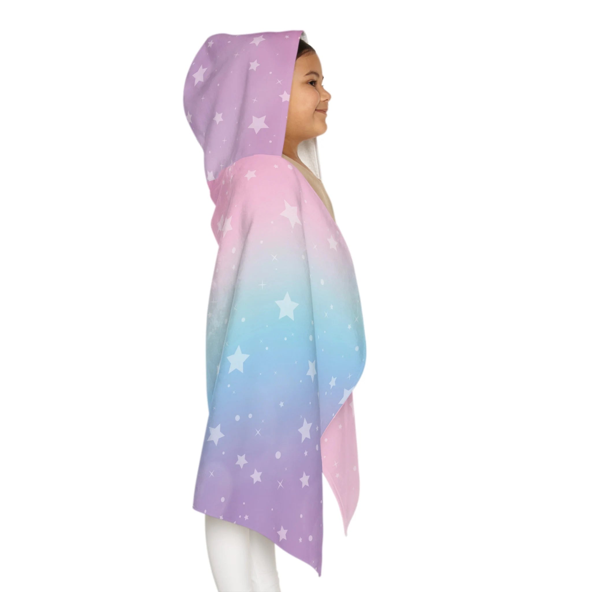 Girls Rainbow Stars Hooded Towel – Soft & Absorbent Bath & Beach Wrap