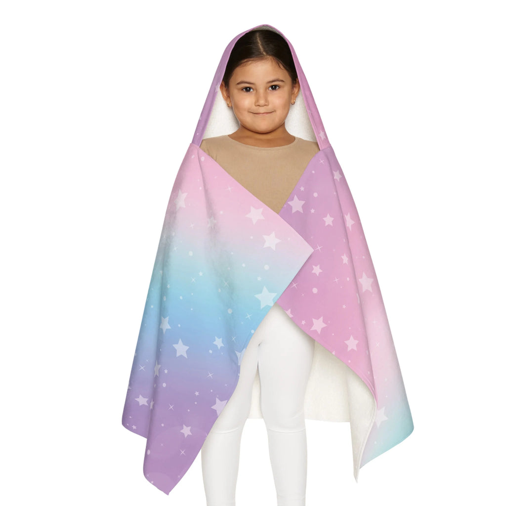 Girls Rainbow Stars Hooded Towel – Soft & Absorbent Bath & Beach Wrap