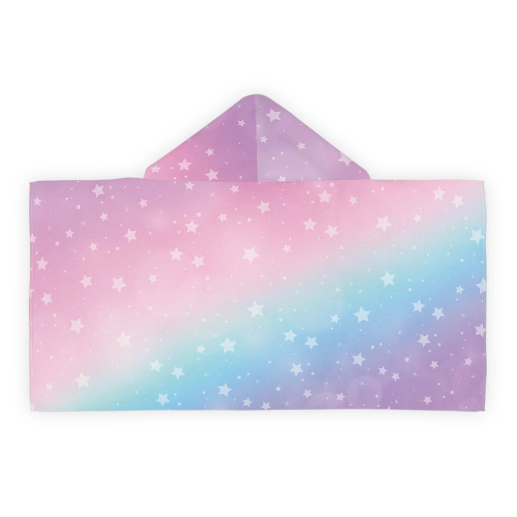 Girls Rainbow Stars Hooded Towel – Soft & Absorbent Bath & Beach Wrap