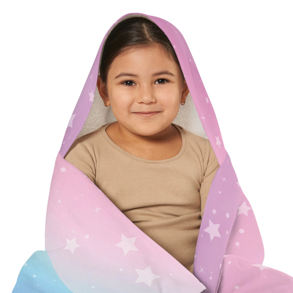 Girls Rainbow Stars Hooded Towel – Soft & Absorbent Bath & Beach Wrap