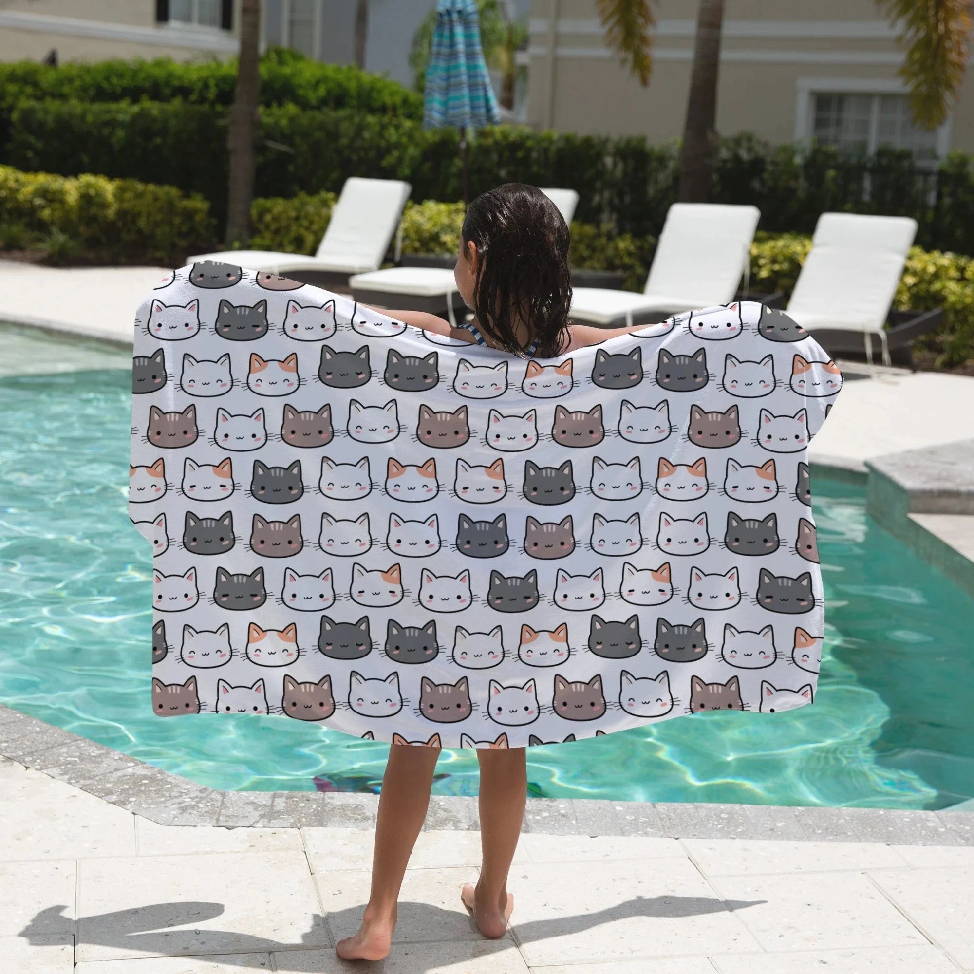 Girls Cute Cat Faces Towel