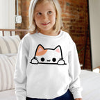 Girls Peeking Cat Sweatshirt – Cozy, Adorable, and Perfect for Everyday Fun