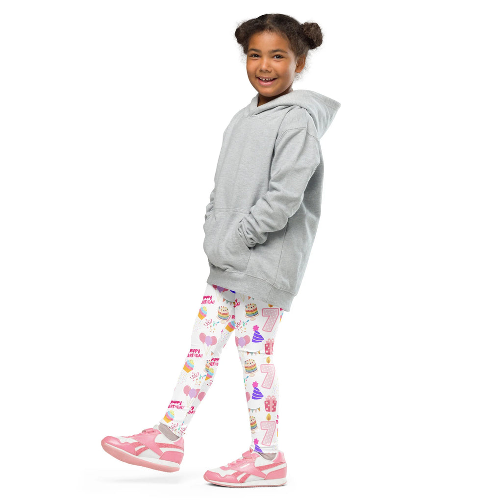 Gray hooded sweatshirt with relaxed fit and front pockets styled with girls custom age birthday party buttery soft leggings