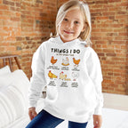 Kids "Things I Do In My Spare Time" Chicken Hoodie - Funny Animal-Themed Pullover for Boys & Girls