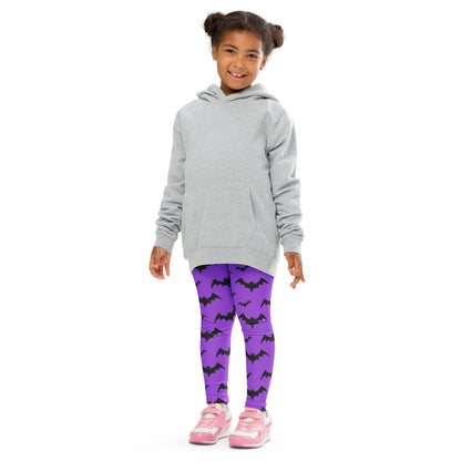 Kids Purple Bats Halloween Buttery Soft Leggings