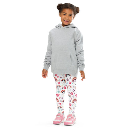 Girls Rainbow Doodle Heart Buttery Soft Leggings