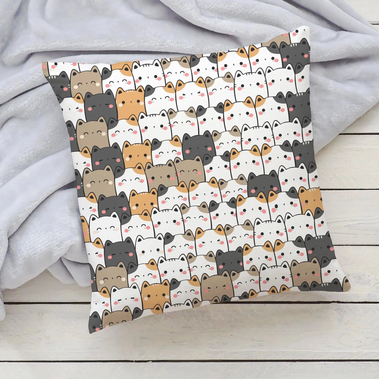 Kawaii Cat Pattern Pillow