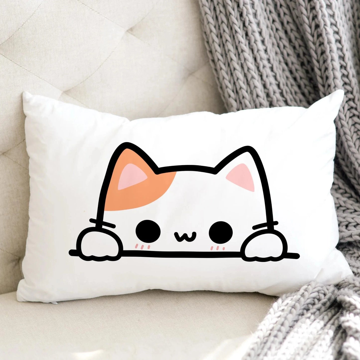 Kawaii Peeking Cat Pillowcase