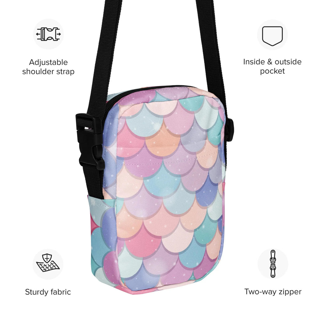 Girls Rainbow Mermaid Scales Crossbody Purse