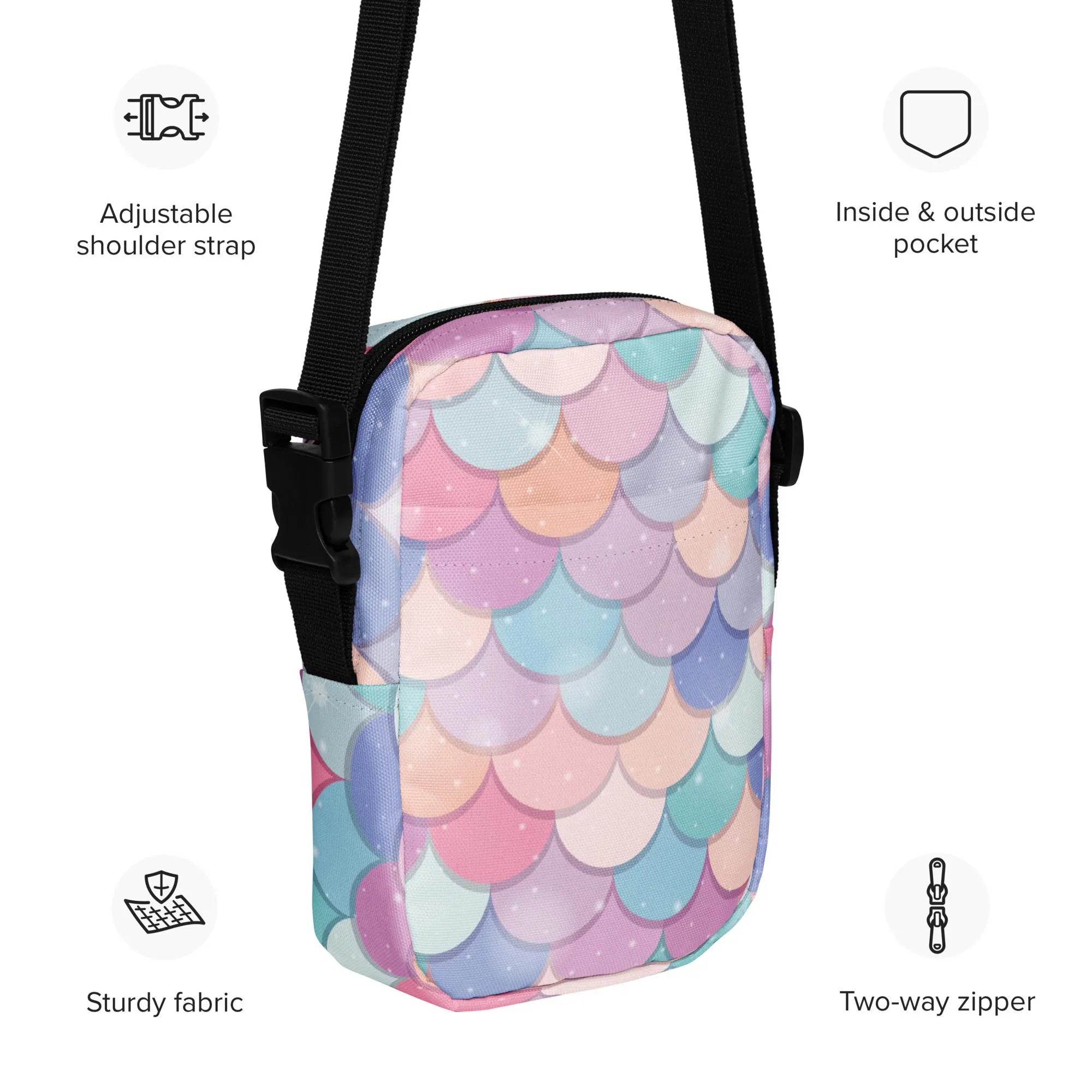 Girls Rainbow Mermaid Scales Crossbody Purse