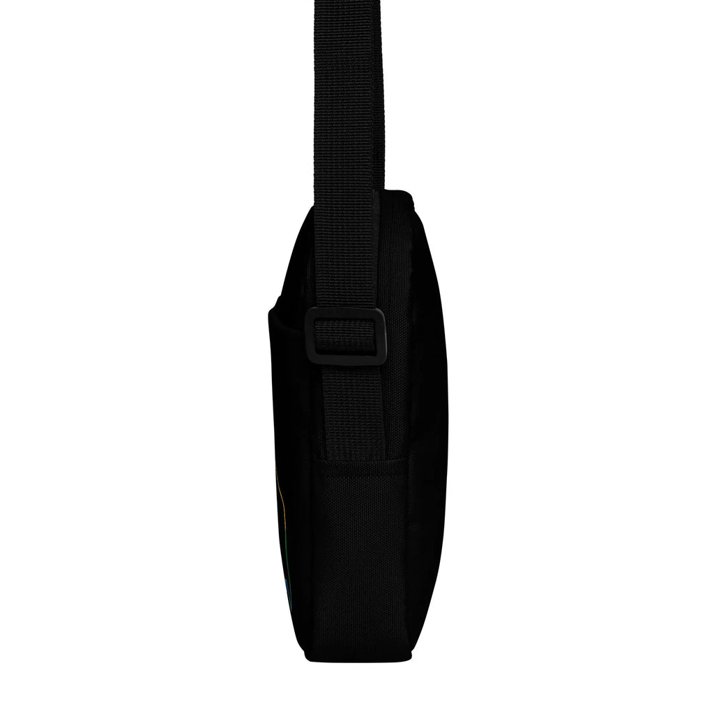 Black nylon girls colorful horse outline crossbody purse with textured strap and adjustable buckle