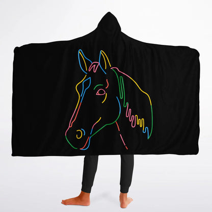 Kids Colorful Horse Outline Wearable Blanket