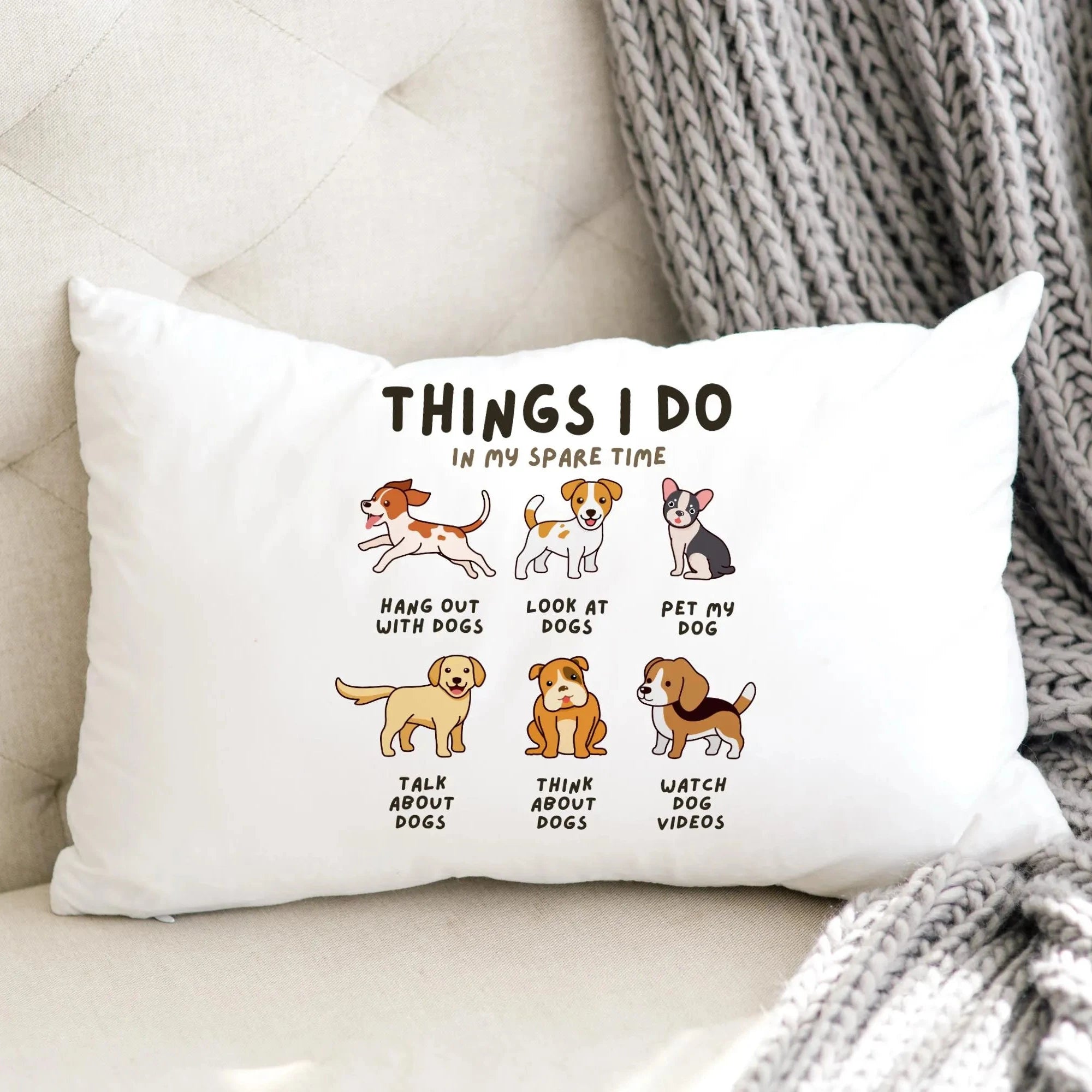 Kids 'Things I Do In My Spare Time' Dog Pillowcase
