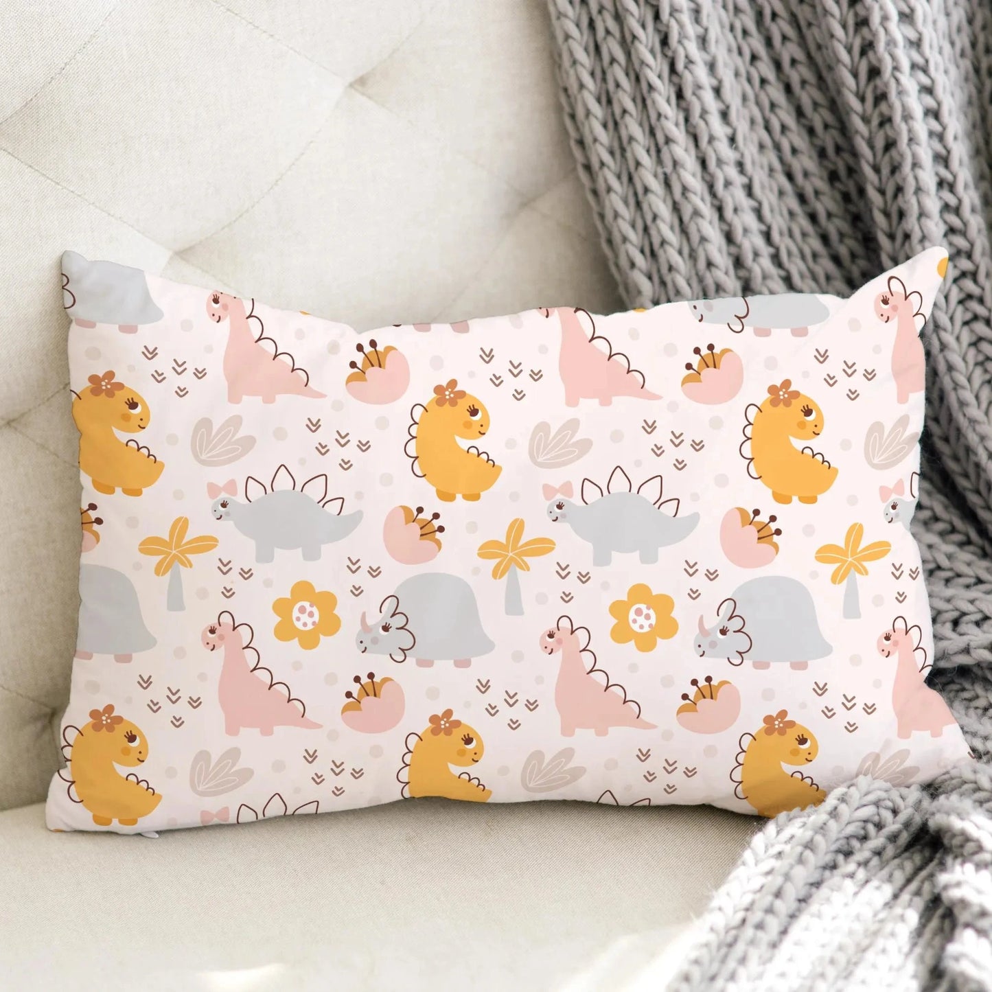 Girls Floral Dinosaur Pillowcase