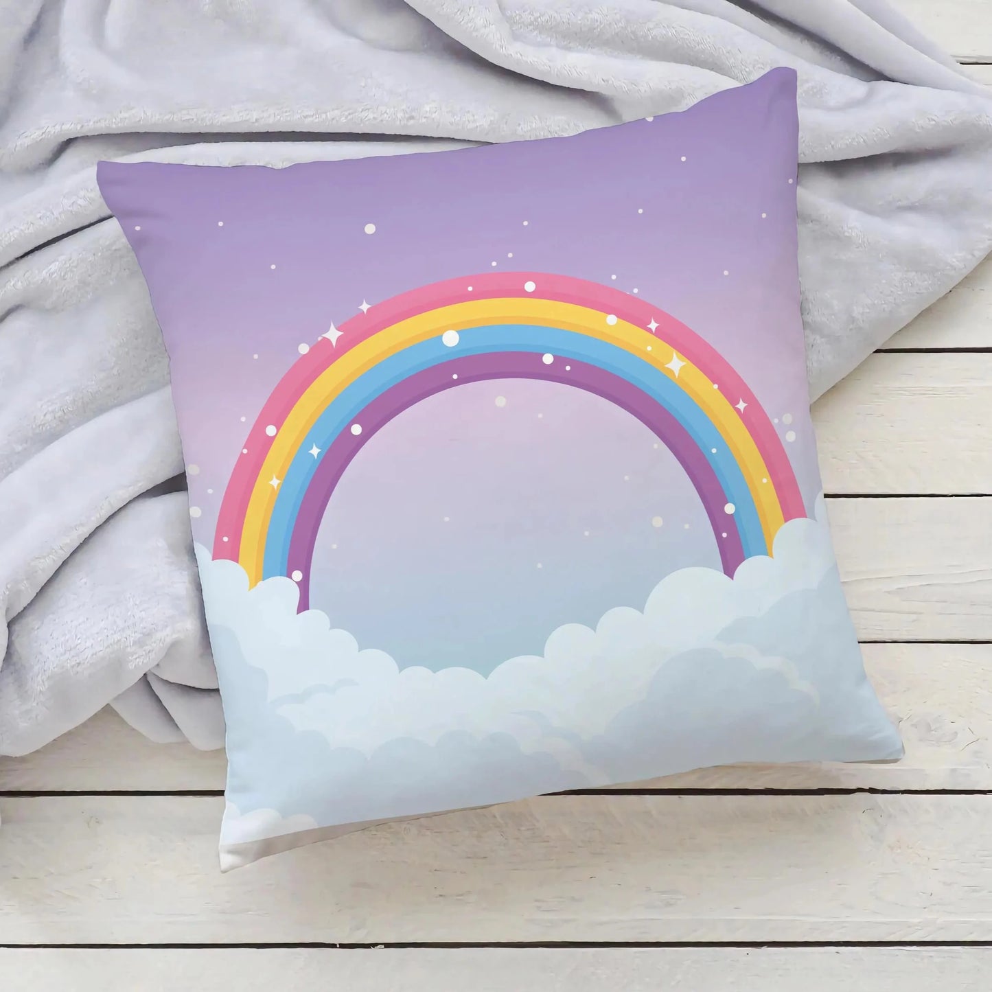 Girls Rainbow and Clouds Pillow